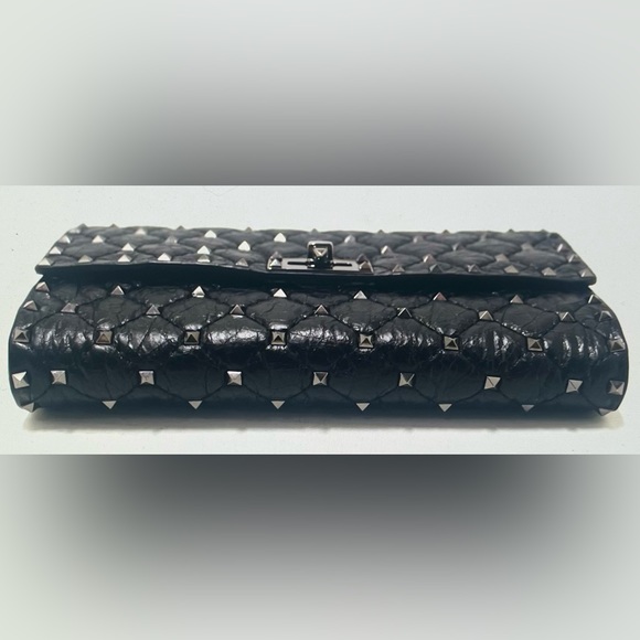 VALENTINO GARAVANI Rockstud Spike Quilted Calf Leather Shoulder Bag Black AUTH - Picture 6 of 13